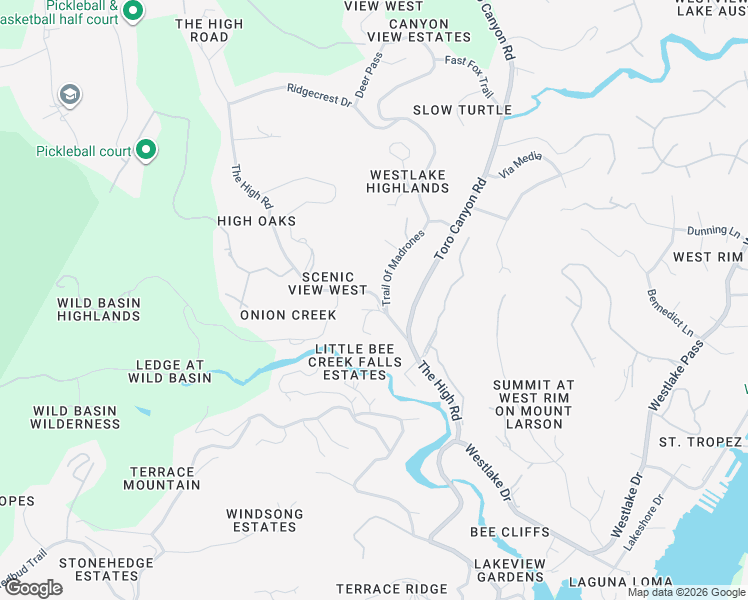 map of restaurants, bars, coffee shops, grocery stores, and more near 2100 Trail of the Madrones in Austin
