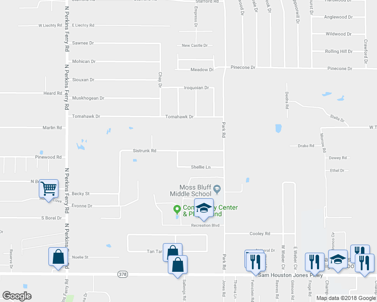 map of restaurants, bars, coffee shops, grocery stores, and more near 921 Sistrunk Road in Lake Charles