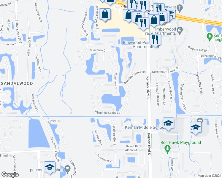 map of restaurants, bars, coffee shops, grocery stores, and more near 12229 Diamond Springs Drive in Jacksonville
