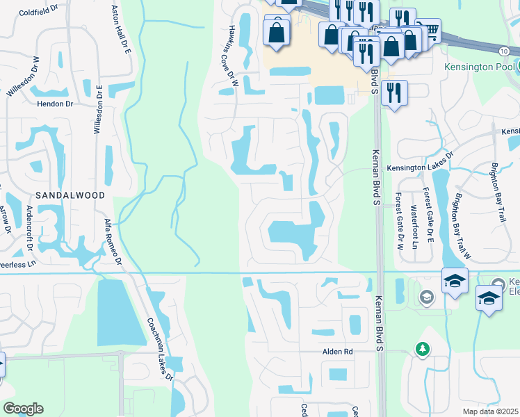 map of restaurants, bars, coffee shops, grocery stores, and more near 12118 Wynnfield Lakes Circle in Jacksonville
