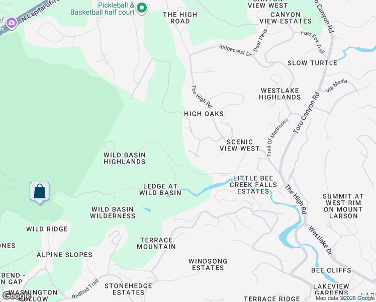 map of restaurants, bars, coffee shops, grocery stores, and more near 5301 Scenic View Drive in Austin
