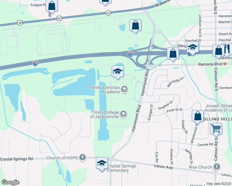 map of restaurants, bars, coffee shops, grocery stores, and more near 800 Hammond Boulevard in Jacksonville