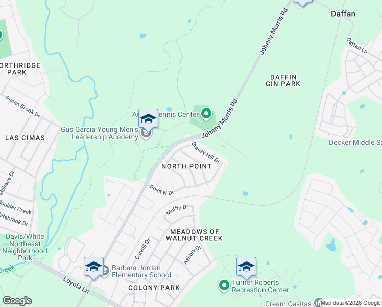 map of restaurants, bars, coffee shops, grocery stores, and more near 7613 Compass Drive in Austin