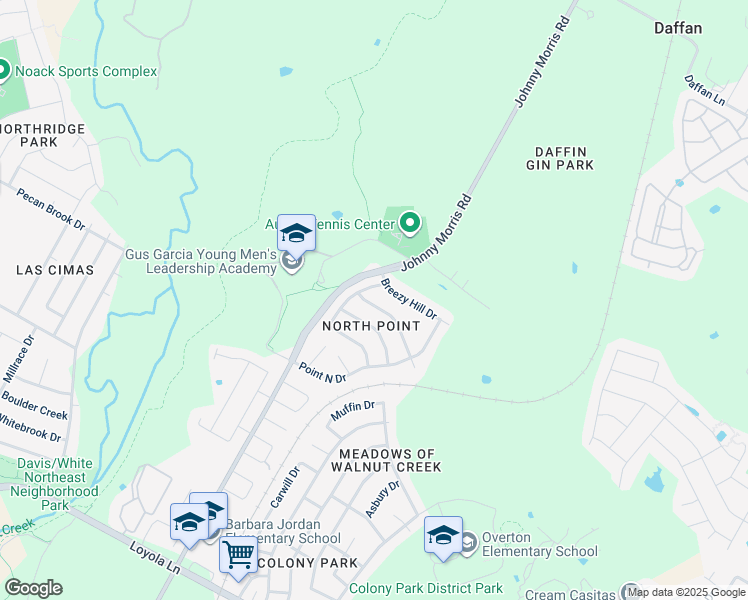 map of restaurants, bars, coffee shops, grocery stores, and more near 7627 Northview Lane in Austin