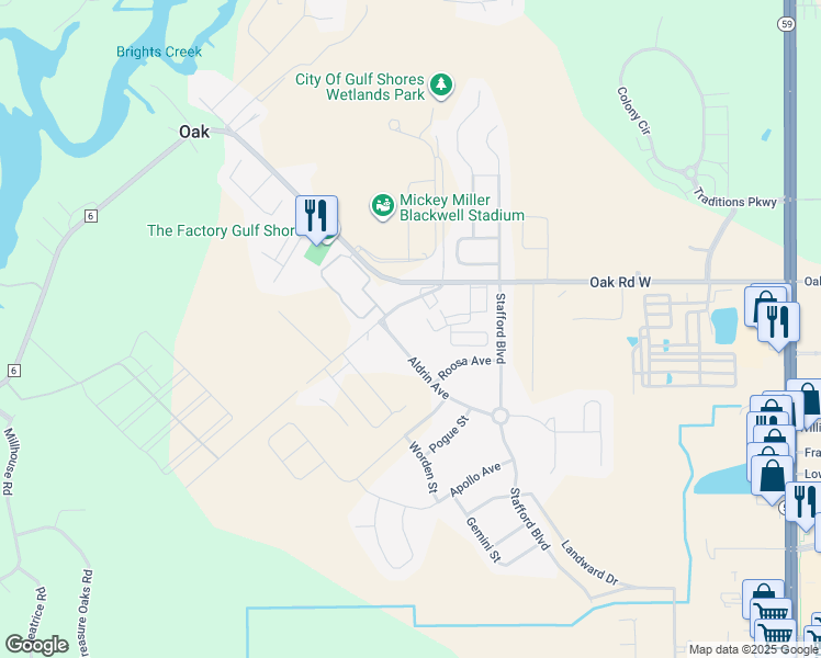 map of restaurants, bars, coffee shops, grocery stores, and more near 19146 Old Plash Island Road in Gulf Shores