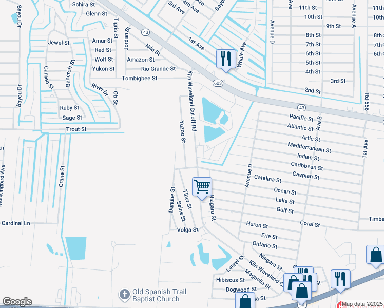 map of restaurants, bars, coffee shops, grocery stores, and more near 9040 Yazoo Street in Bay Saint Louis