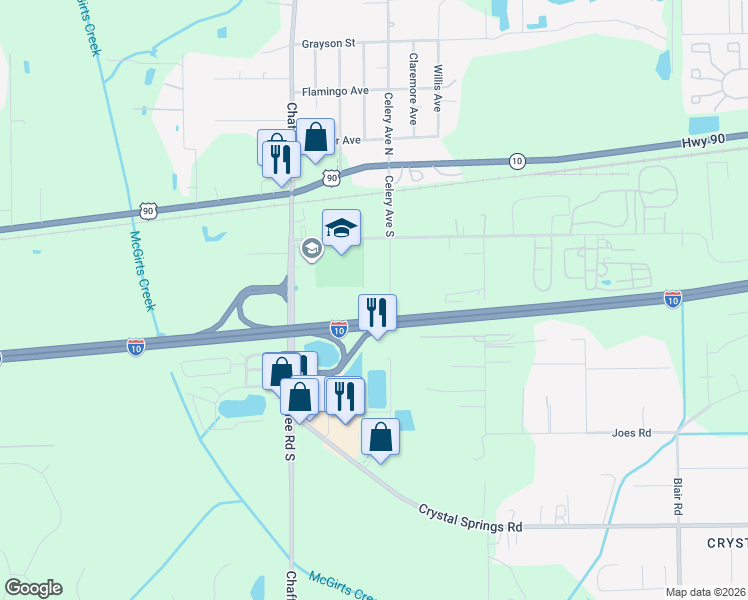 map of restaurants, bars, coffee shops, grocery stores, and more near 336 Celery Avenue South in Jacksonville
