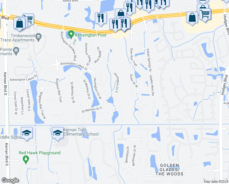 map of restaurants, bars, coffee shops, grocery stores, and more near 12569 Reginald Drive in Jacksonville