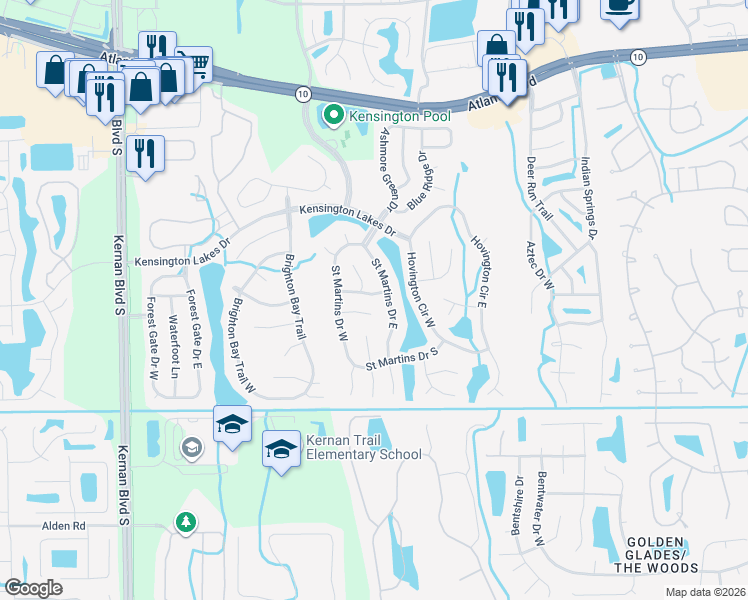 map of restaurants, bars, coffee shops, grocery stores, and more near 12486 Ruxton Green Lane in Jacksonville