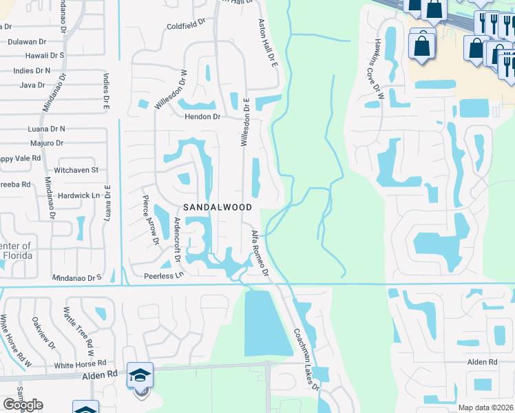map of restaurants, bars, coffee shops, grocery stores, and more near 11374 Willesdon Drive South in Jacksonville