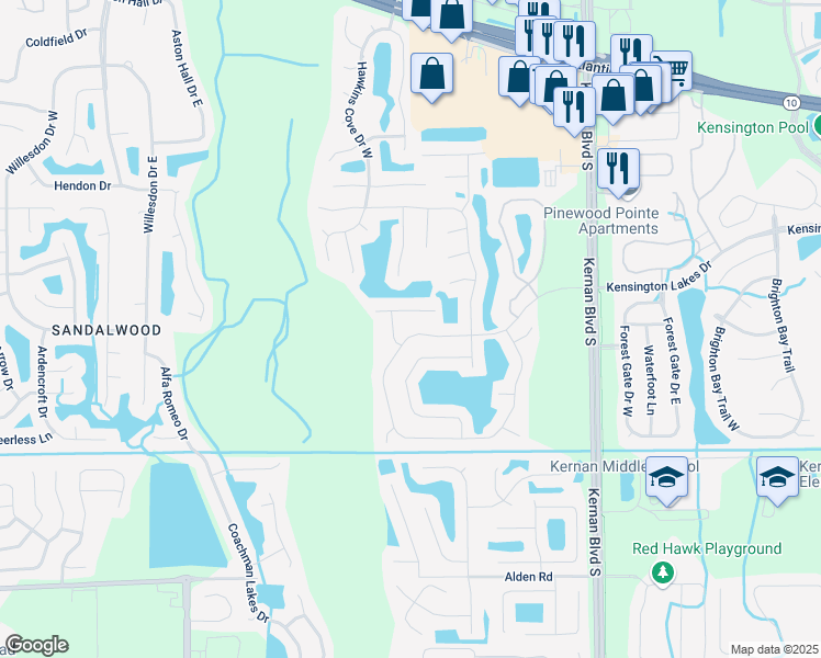 map of restaurants, bars, coffee shops, grocery stores, and more near 12143 Wynnfield Lakes Circle in Jacksonville