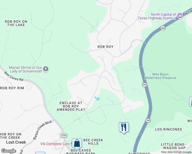 map of restaurants, bars, coffee shops, grocery stores, and more near 15 Cousteau Lane in Austin