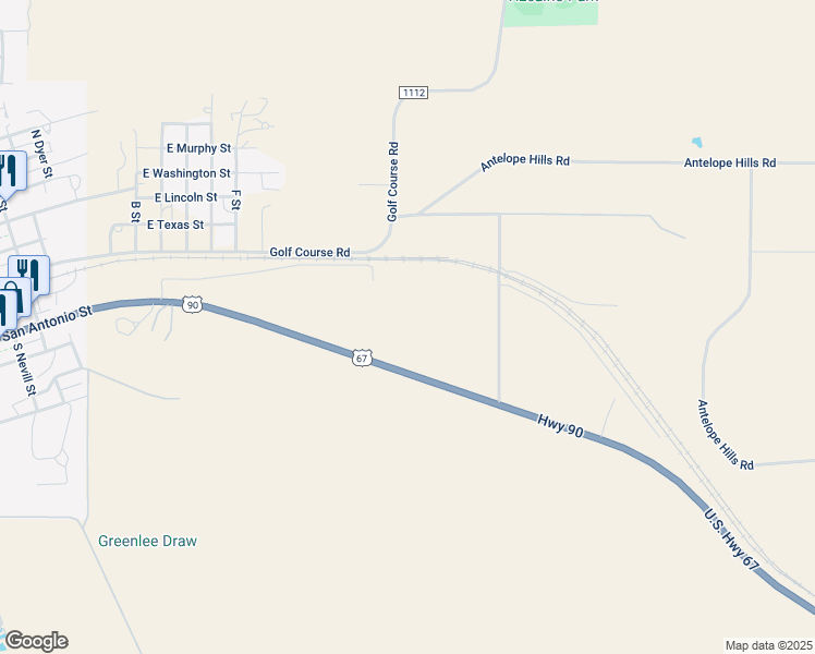 map of restaurants, bars, coffee shops, grocery stores, and more near in Marfa