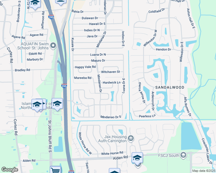 map of restaurants, bars, coffee shops, grocery stores, and more near 10931 Blyth Court South in Jacksonville