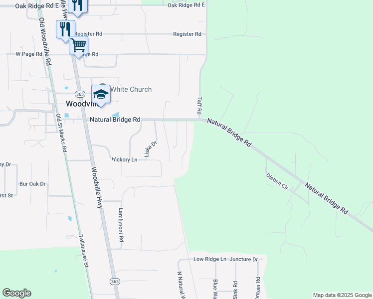 map of restaurants, bars, coffee shops, grocery stores, and more near 10727 Sycamore Ridge Lane in Tallahassee