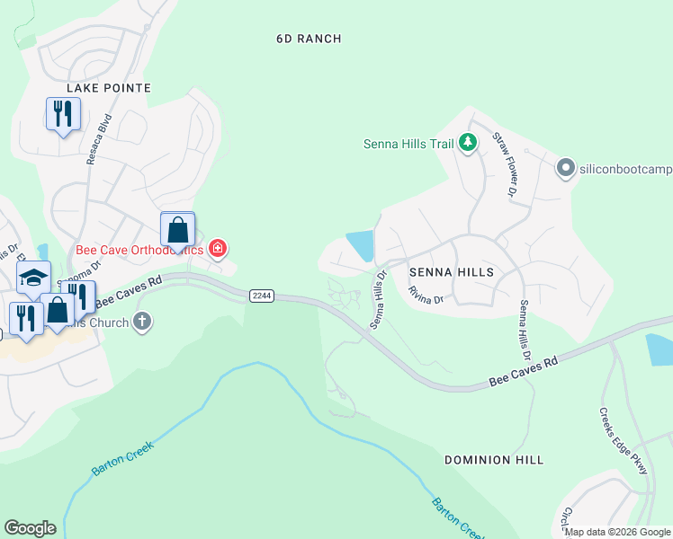 map of restaurants, bars, coffee shops, grocery stores, and more near 2321 Gilia Drive in Austin