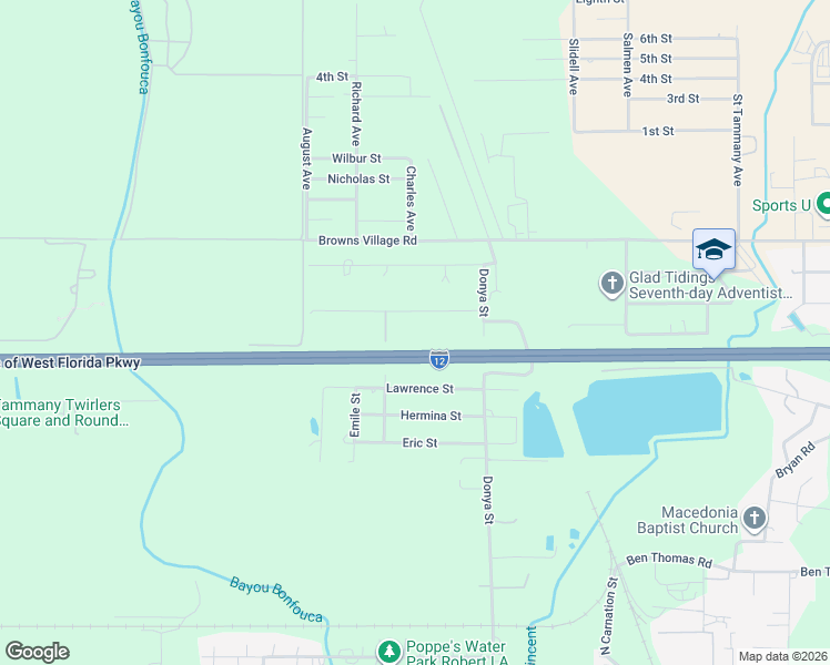 map of restaurants, bars, coffee shops, grocery stores, and more near 36406 Sigrid Lane in Slidell