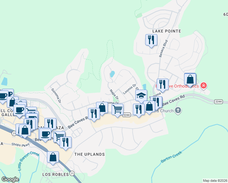 map of restaurants, bars, coffee shops, grocery stores, and more near 12000 Sonoma Drive in Austin