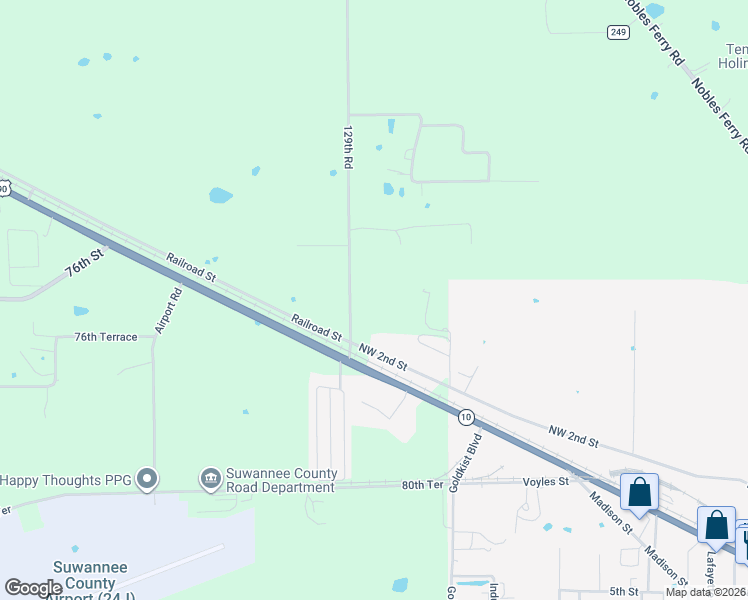 map of restaurants, bars, coffee shops, grocery stores, and more near 12757 Railroad Street in Live Oak