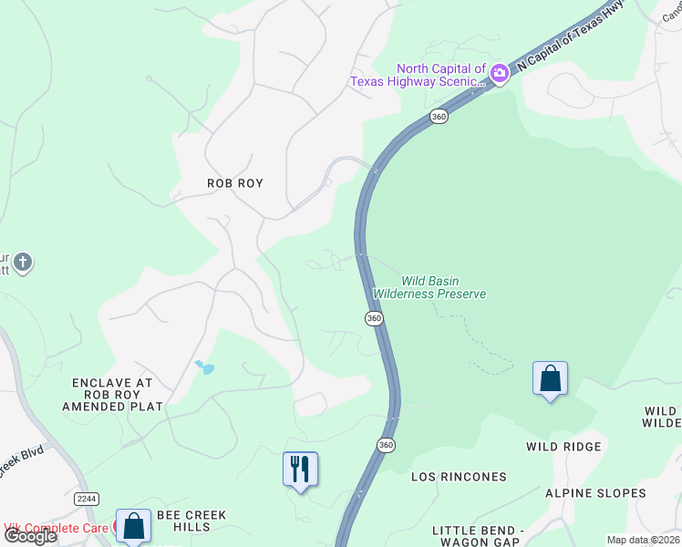 map of restaurants, bars, coffee shops, grocery stores, and more near 600 North Capital of Texas Highway in Austin