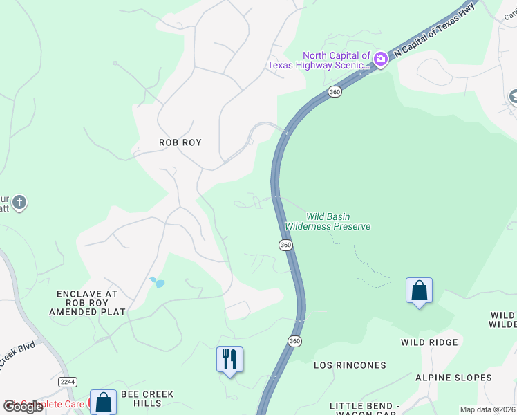 map of restaurants, bars, coffee shops, grocery stores, and more near 600 North Capital of Texas Highway in Austin