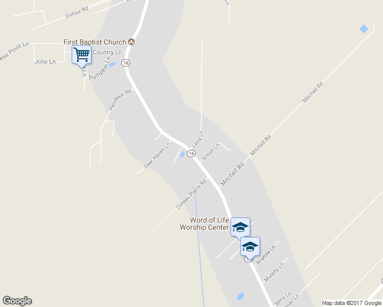 map of restaurants, bars, coffee shops, grocery stores, and more near 16450 Louisiana 16 in French Settlement