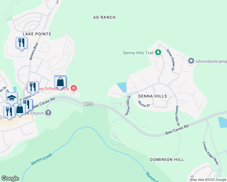 map of restaurants, bars, coffee shops, grocery stores, and more near 2320 Gilia Drive in Austin