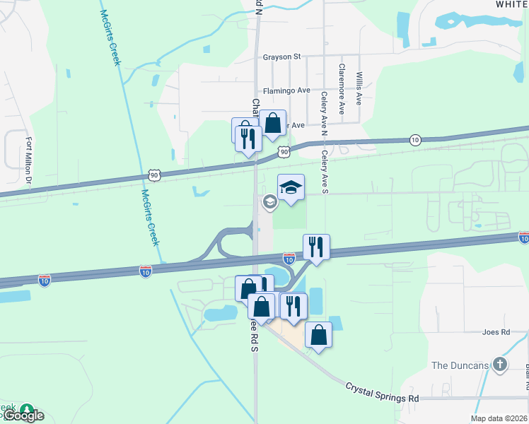 map of restaurants, bars, coffee shops, grocery stores, and more near 1-39 Whitehouse Elem Ac in Jacksonville