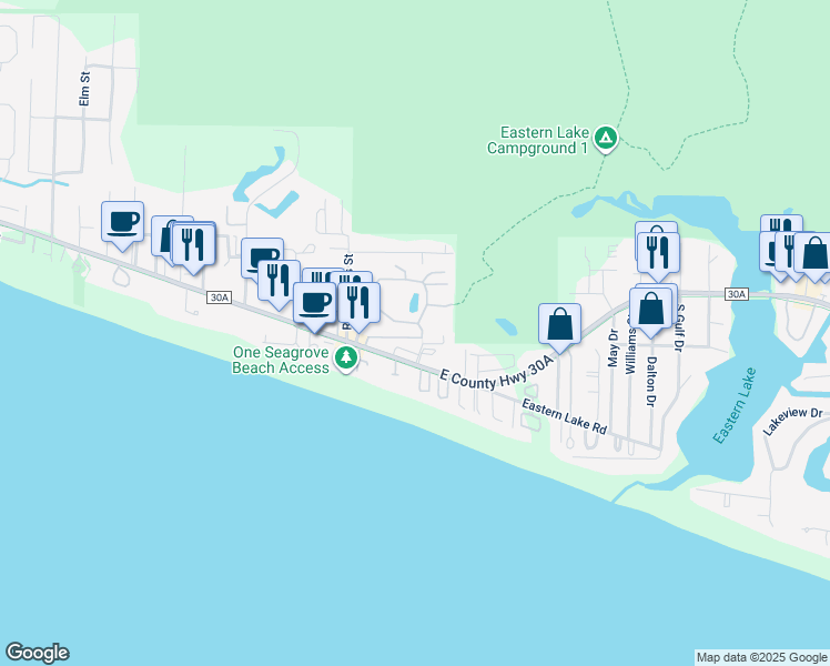 map of restaurants, bars, coffee shops, grocery stores, and more near 127 Cassine Garden Circle in Santa Rosa Beach