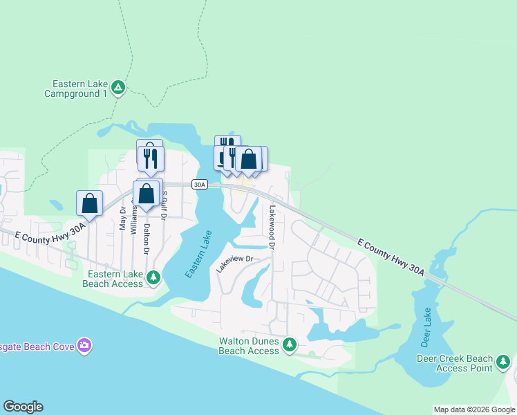map of restaurants, bars, coffee shops, grocery stores, and more near 11 Trae Lane in Santa Rosa Beach