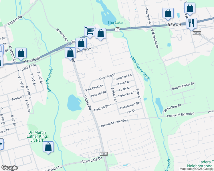 map of restaurants, bars, coffee shops, grocery stores, and more near 901 Timber Hill Dr in Conroe