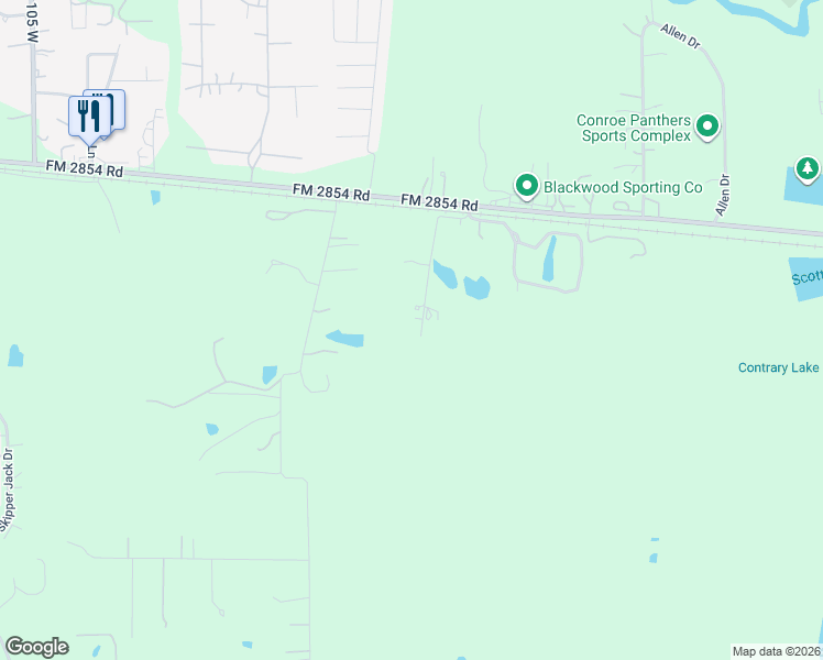 map of restaurants, bars, coffee shops, grocery stores, and more near 10134 Wahrenberger Road in Conroe