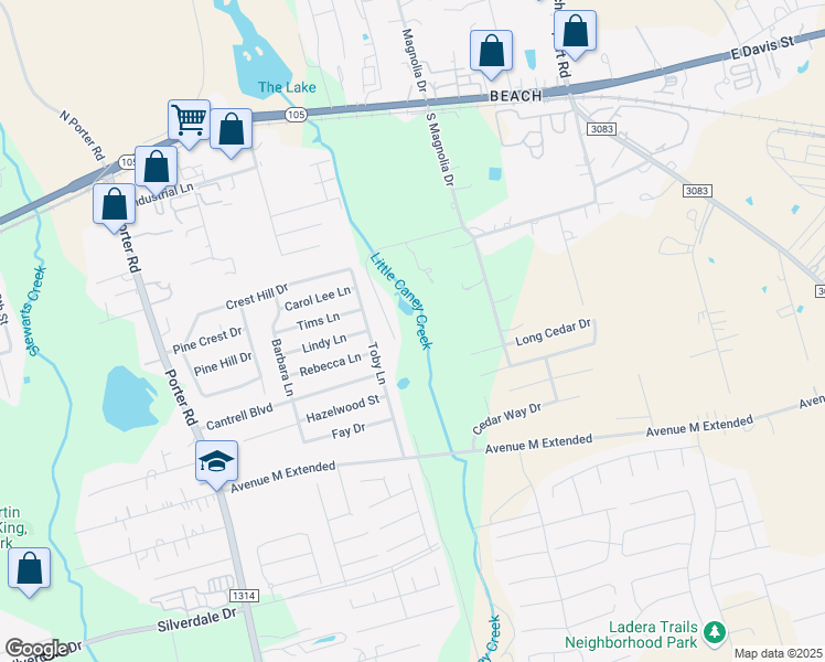 map of restaurants, bars, coffee shops, grocery stores, and more near in Conroe