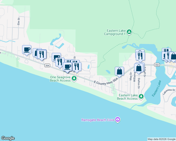 map of restaurants, bars, coffee shops, grocery stores, and more near 127 Cassine Garden Circle in Santa Rosa Beach
