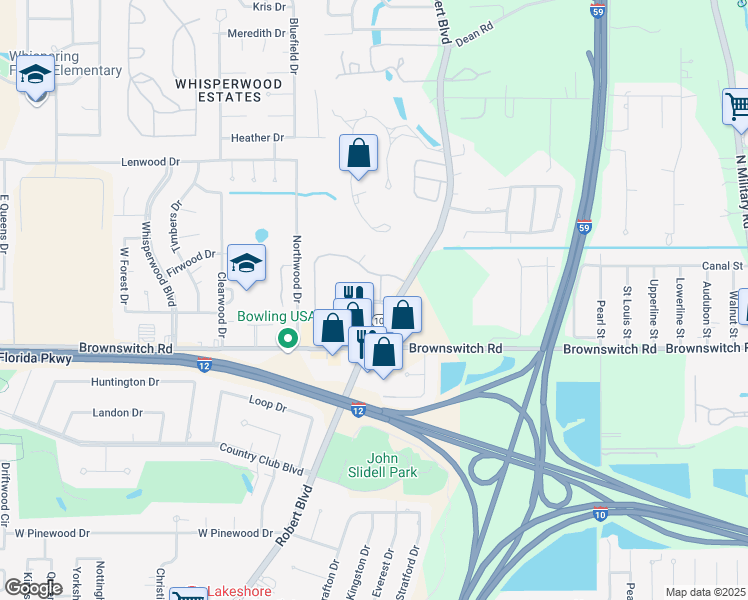 map of restaurants, bars, coffee shops, grocery stores, and more near 3234 Pelican Pointe Drive in Slidell