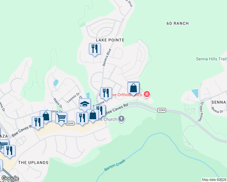 map of restaurants, bars, coffee shops, grocery stores, and more near 11631 Sonoma Drive in Austin