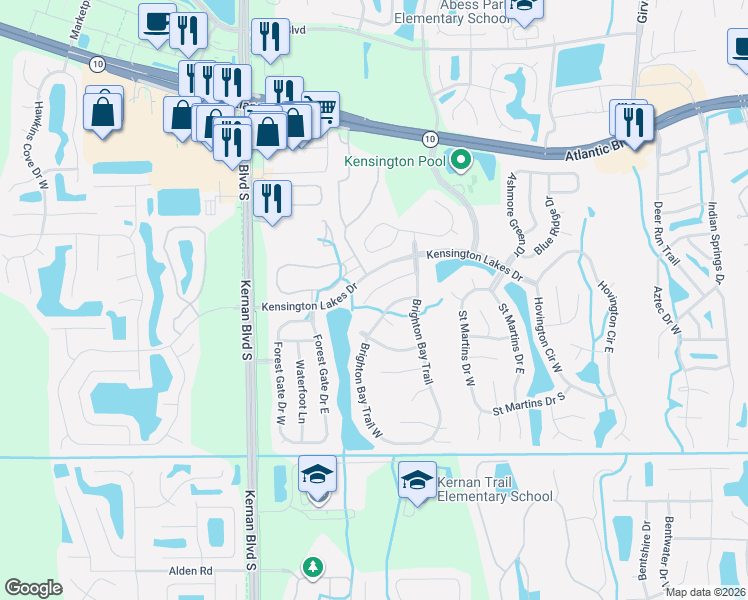 map of restaurants, bars, coffee shops, grocery stores, and more near 12313 Shell Beach Trail in Jacksonville