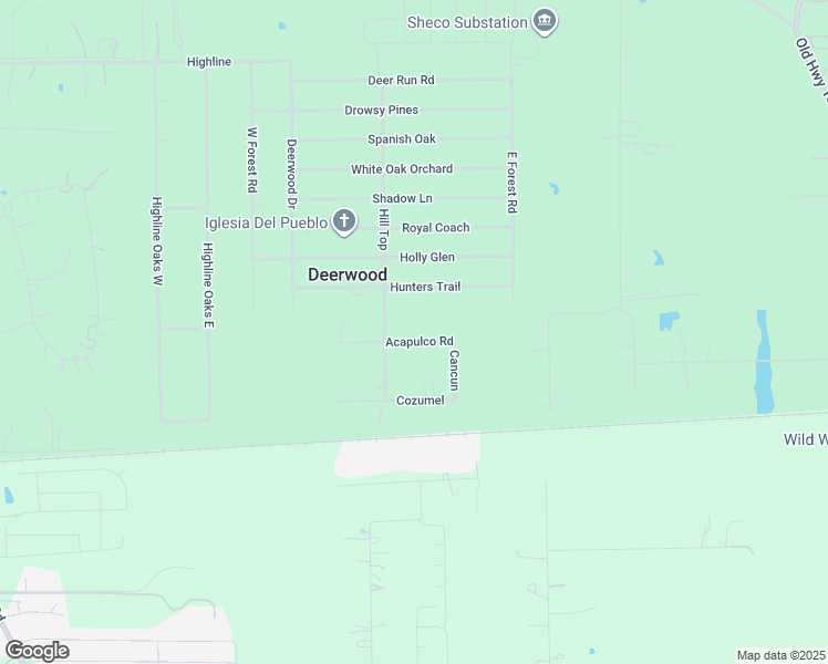 map of restaurants, bars, coffee shops, grocery stores, and more near 17395 Acapulco Road in Conroe