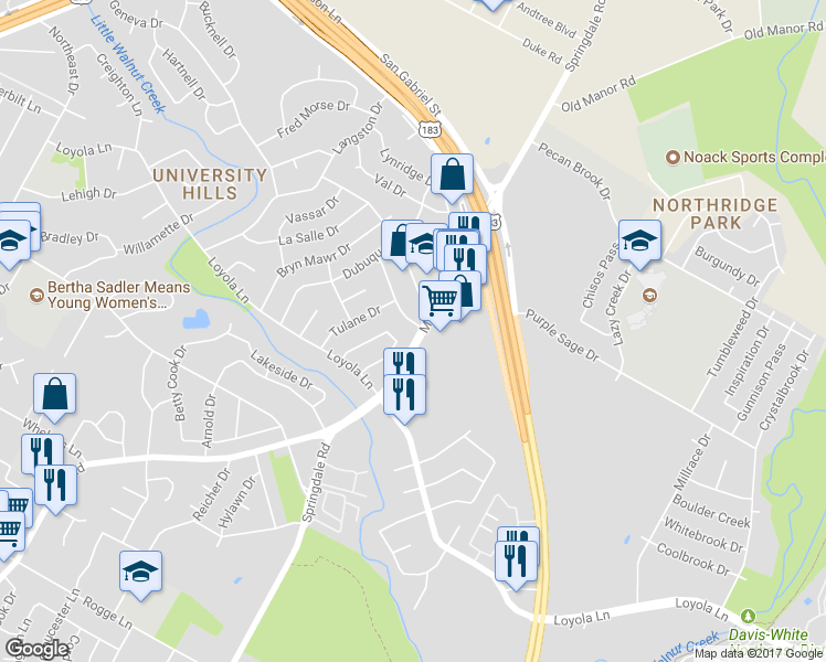 map of restaurants, bars, coffee shops, grocery stores, and more near 6808 Kings Point in Austin