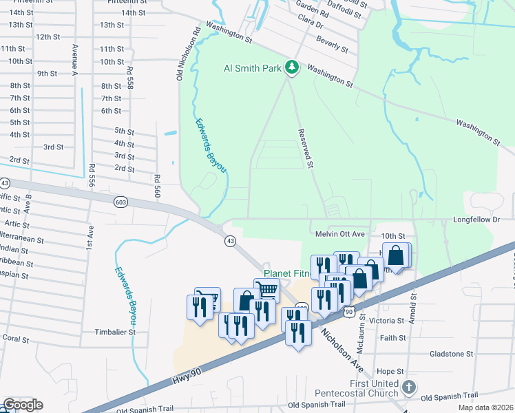 map of restaurants, bars, coffee shops, grocery stores, and more near 3168-3218 Longfellow Rd in Hancock