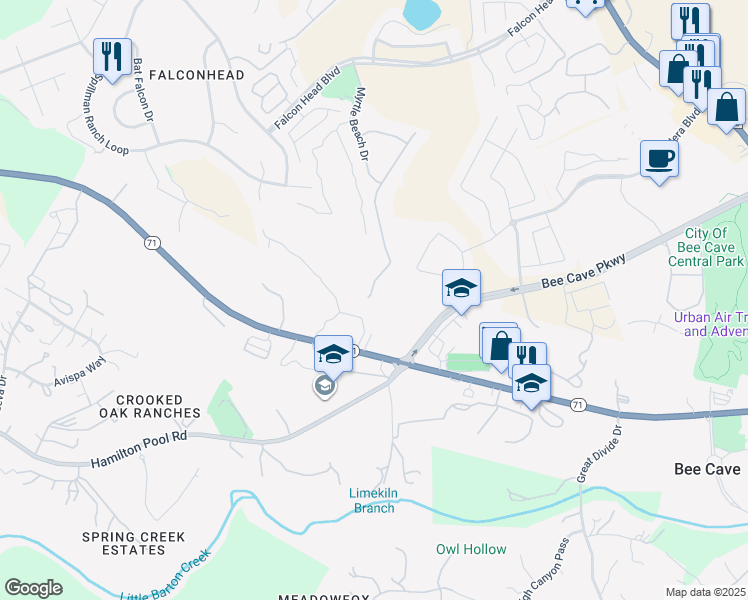 map of restaurants, bars, coffee shops, grocery stores, and more near 14421 Heron Bay Cove in Austin
