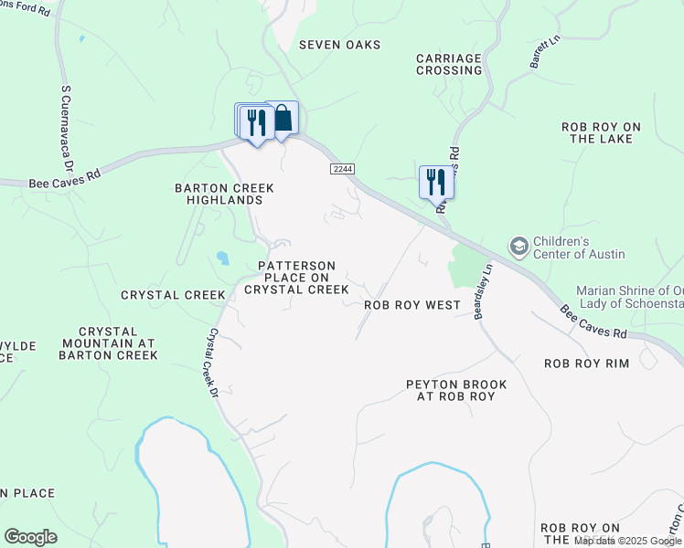 map of restaurants, bars, coffee shops, grocery stores, and more near 506 Grace Lane in Austin