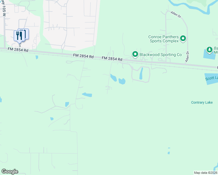 map of restaurants, bars, coffee shops, grocery stores, and more near 10134 Wahrenberger Road in Conroe
