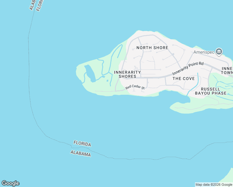 map of restaurants, bars, coffee shops, grocery stores, and more near 5870 Red Cedar Street in Pensacola