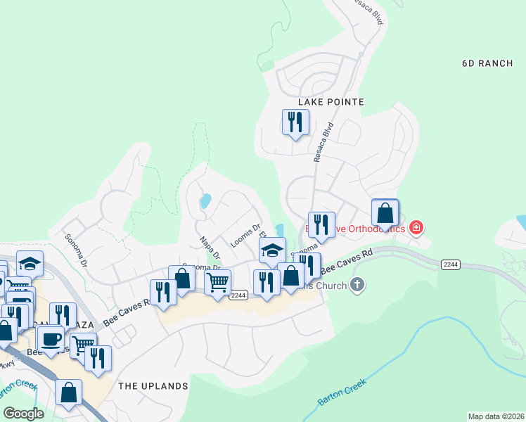 map of restaurants, bars, coffee shops, grocery stores, and more near 2809 Fortuna Drive in Austin