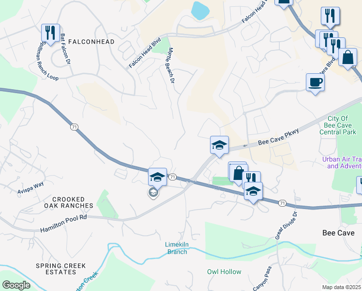 map of restaurants, bars, coffee shops, grocery stores, and more near 14413 Heron Bay Cove in Austin