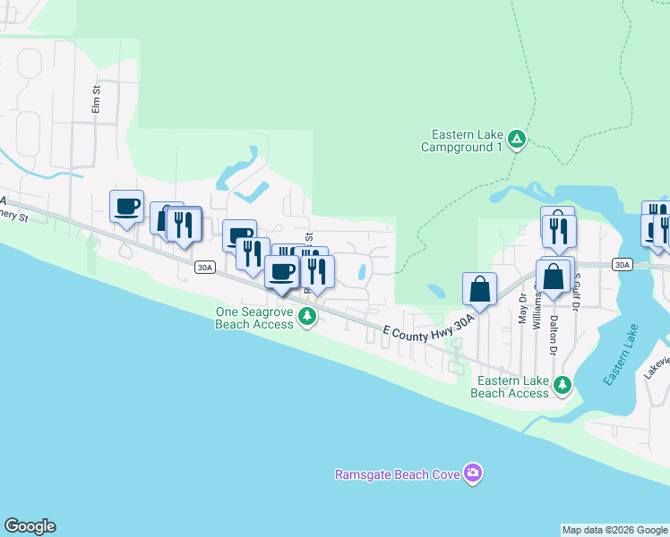map of restaurants, bars, coffee shops, grocery stores, and more near 15 Cassine Garden Circle in Santa Rosa Beach