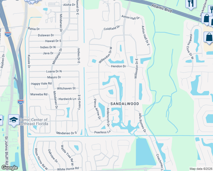 map of restaurants, bars, coffee shops, grocery stores, and more near 11167 Englenook Drive in Jacksonville