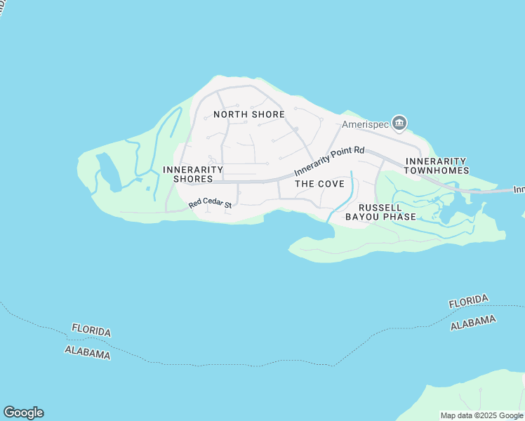 map of restaurants, bars, coffee shops, grocery stores, and more near 5606 Innerarity Circle in Pensacola
