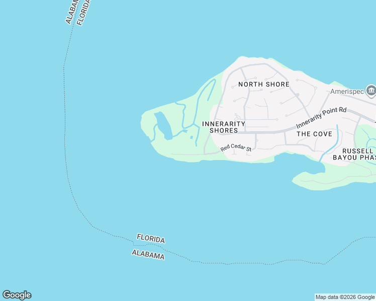 map of restaurants, bars, coffee shops, grocery stores, and more near 5931 Red Cedar Street in Pensacola